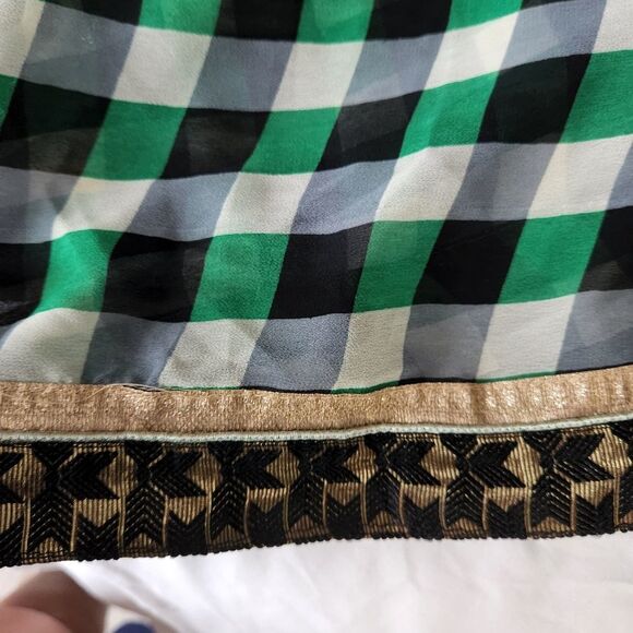 GORGEOUS! HALF SAREE - Green Grey Gold Georgette Saree - Picture 14 of 14